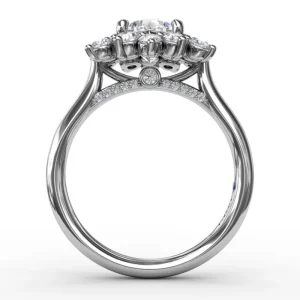 Outlet Fana Contemporary Floral Halo Diamond Engagement Ring