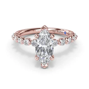 Best Fana Contemporary Marquise Solitaire Engagement Ring With Diamond Band