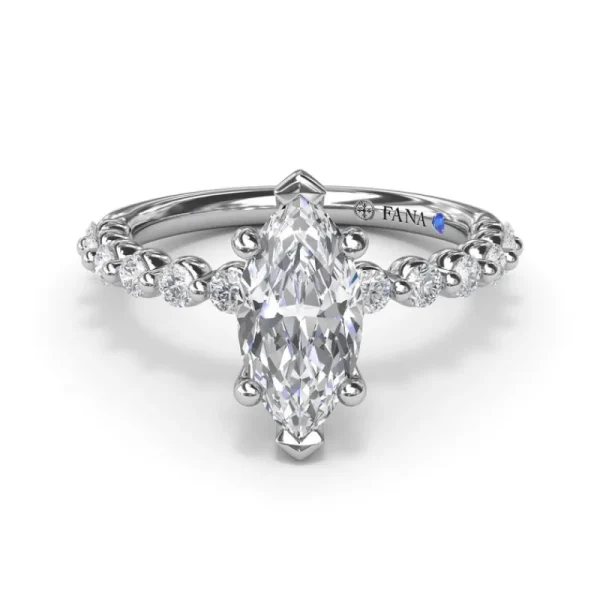 Best Fana Contemporary Marquise Solitaire Engagement Ring With Diamond Band