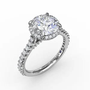 Online Fana Contemporary Round Diamond Halo Engagement Ring With Geometric Details