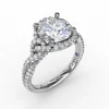 Fashion Fana Contemporary Round Diamond Halo Engagement Ring With Twisted Shank