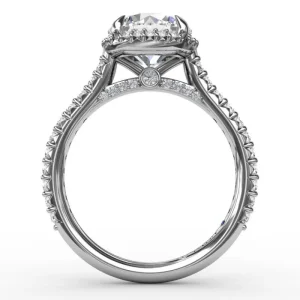 Online Fana Contemporary Round Diamond Halo Engagement Ring With Geometric Details