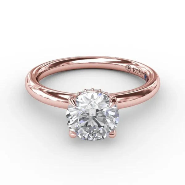 Clearance Fana Contemporary Round Diamond Solitaire Engagement Ring With Hidden Pavé Halo