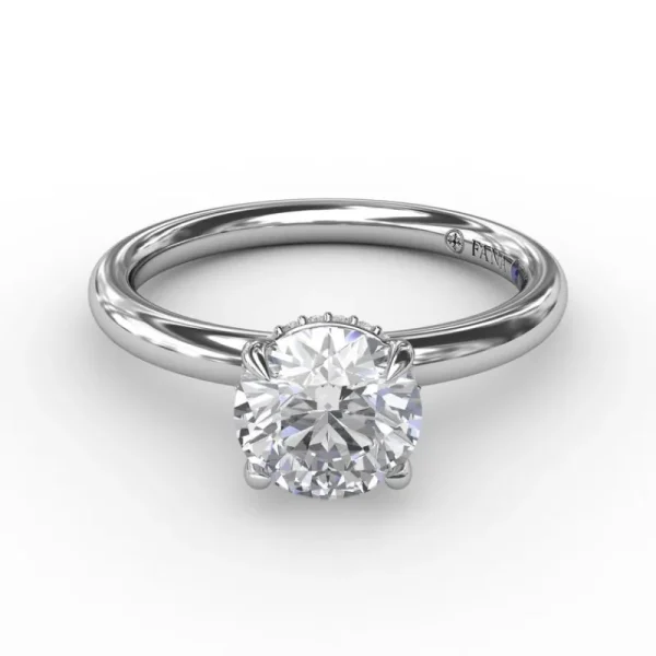 Clearance Fana Contemporary Round Diamond Solitaire Engagement Ring With Hidden Pavé Halo