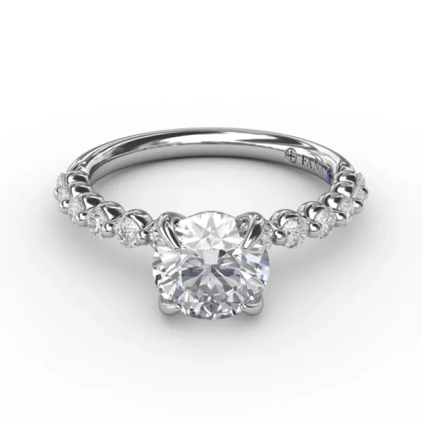 Best Fana Contemporary Round Diamond Solitaire Engagement Ring With Diamond Band