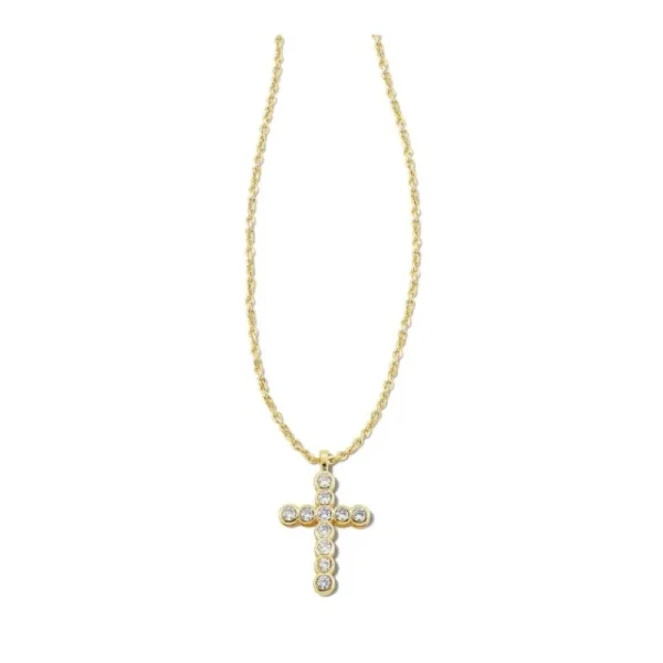 Outlet Kendra Scott Cross Crystal Pendant in Gold