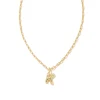 Discount Kendra Scott Crystal Letter "K" Short Pendant Gold in White CZ