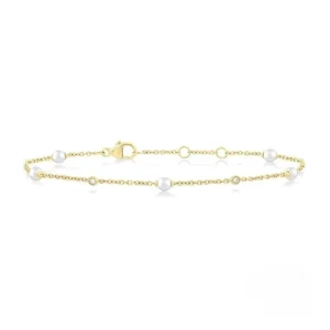 Best Kelley Collection Cultured Pearl & Diamond Station Bracelet