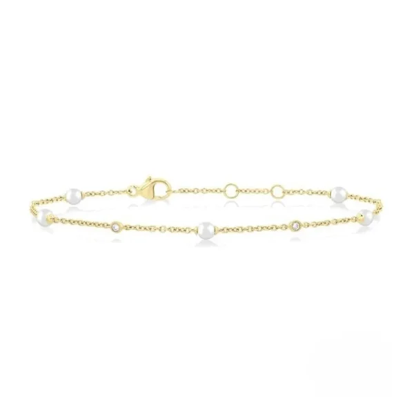 Best Kelley Collection Cultured Pearl & Diamond Station Bracelet