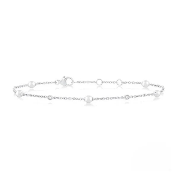 Best Kelley Collection Cultured Pearl & Diamond Station Bracelet