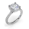 Outlet Fana Cushion Cut Diamond Halo Engagement Ring