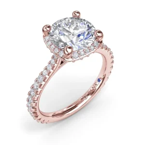 Outlet Fana Cushion Cut Diamond Halo Engagement Ring