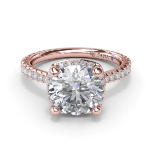 Outlet Fana Cushion Cut Diamond Halo Engagement Ring