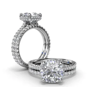 Outlet Fana Cushion Cut Diamond Halo Engagement Ring