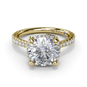 Outlet Fana Cushion Cut Diamond Halo Engagement Ring