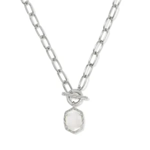 Fashion Kendra Scott Daphne Convertible Silver Link & Chain Necklace in Ivory Mother of Pearl