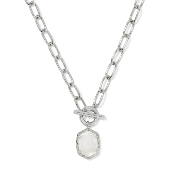 Fashion Kendra Scott Daphne Convertible Silver Link & Chain Necklace in Ivory Mother of Pearl