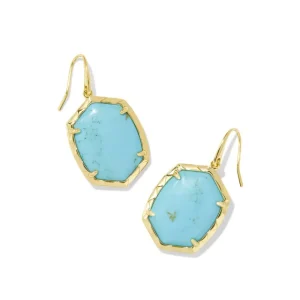 Hot Kendra Scott Daphne Gold Drop Earrings in Variegated Turquoise Magnesite