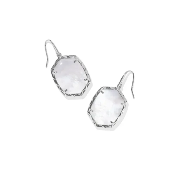 Online Kendra Scott Daphne Silver Drop Earrings in Ivory Mother of Pearl