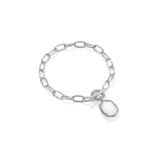 Best Kendra Scott Daphne Silver Link & Chain Bracelet in Ivory Mother of Pearl - S/M