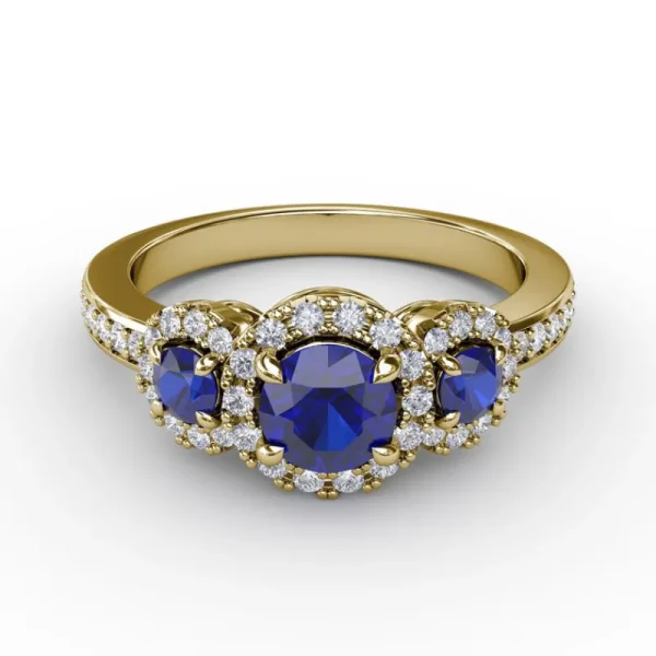 Clearance Fana Dazzling Three Stone Sapphire And Diamond Ring