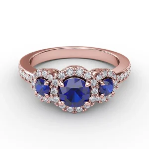 Clearance Fana Dazzling Three Stone Sapphire And Diamond Ring