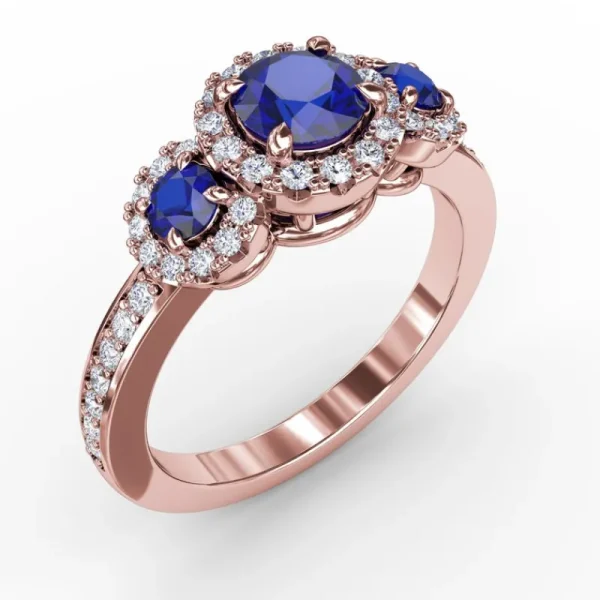 Clearance Fana Dazzling Three Stone Sapphire And Diamond Ring