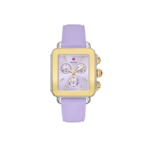 Discount MICHELE WATCH Deco Sport Gold-Tone Lavender Silicone Watch