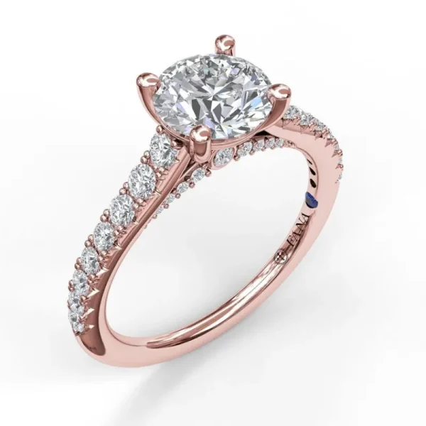 New Fana Delicate Classic Engagement Ring with Delicate Side Detail