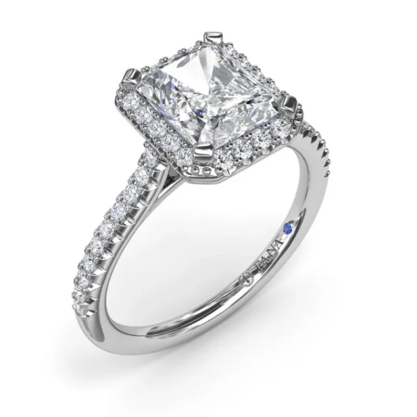 New Fana Delicate Radiant Halo And Pave Band Engagement Ring