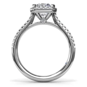 New Fana Delicate Radiant Halo And Pave Band Engagement Ring