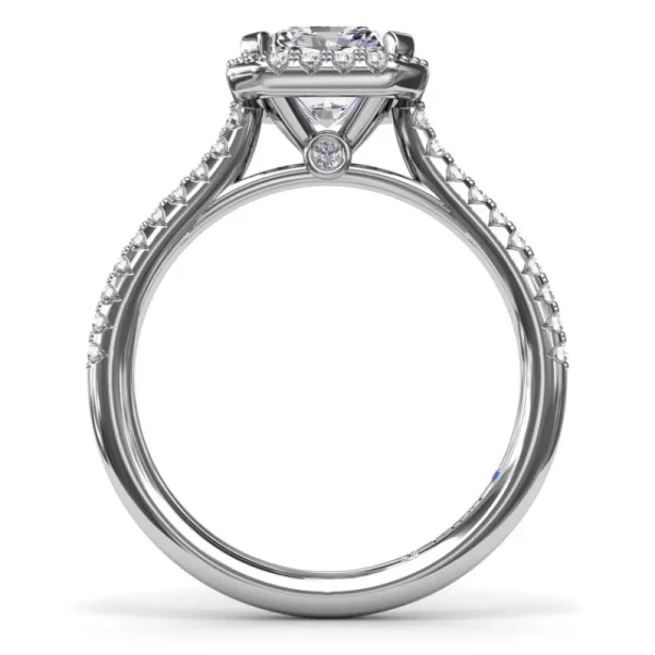 New Fana Delicate Radiant Halo And Pave Band Engagement Ring