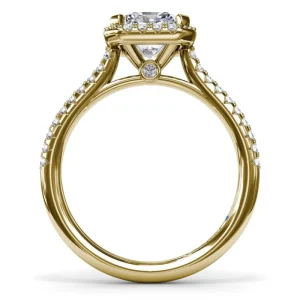 New Fana Delicate Radiant Halo And Pave Band Engagement Ring