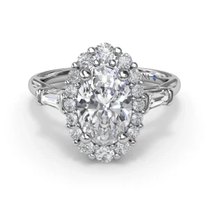 Sale Fana Diamond Baguette Halo Engagement Ring