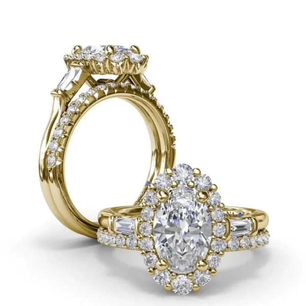 Sale Fana Diamond Baguette Halo Engagement Ring