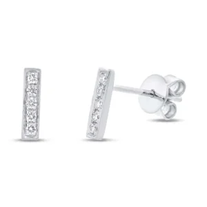 New Shy Creation Diamond Bar Stud Earrings