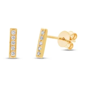 Outlet Shy Creation Diamond Bar Stud Earrings