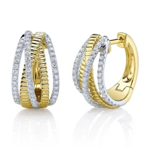 Clearance Shy Creation Diamond Bridge Hoop Earrings