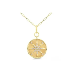 Outlet Kelley Collection Diamond Compass Symbol Circle Medallion Pendant