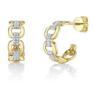 Best Shy Creation Diamond Link Huggie Earrings