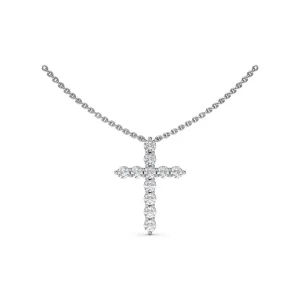 Fashion Fana Diamond Prong Cross Necklace