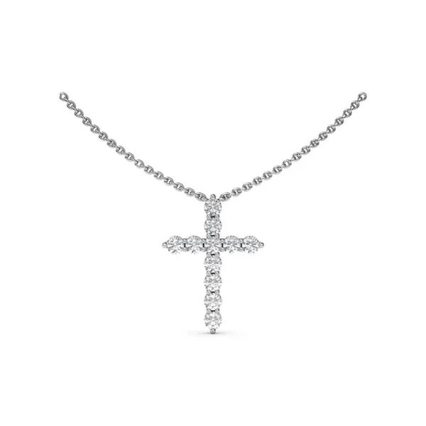 Fashion Fana Diamond Prong Cross Necklace