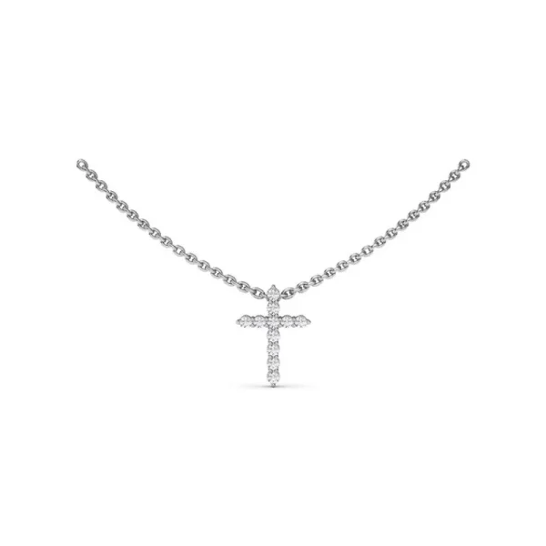 Hot Fana Diamond Prong Cross Necklace