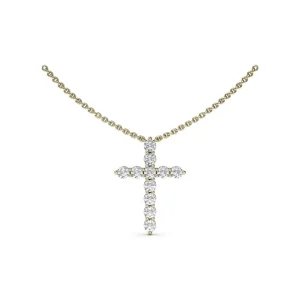 Fashion Fana Diamond Prong Cross Necklace