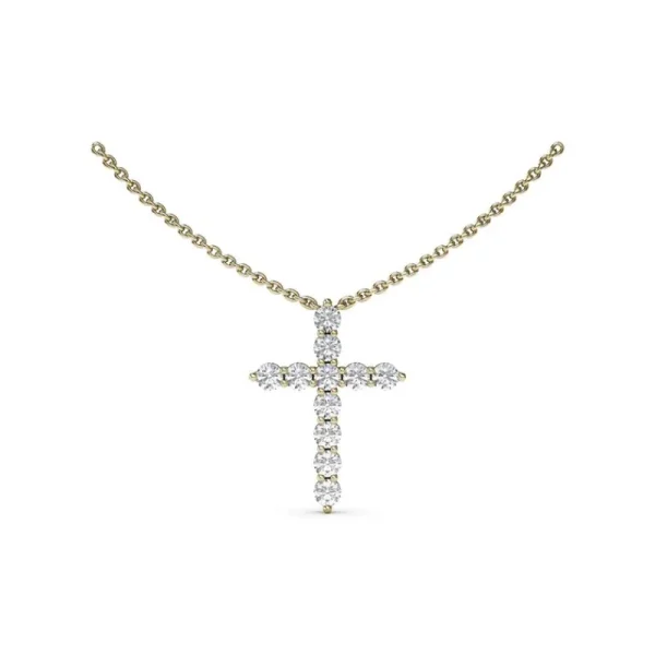 Fashion Fana Diamond Prong Cross Necklace