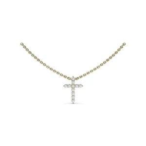 Hot Fana Diamond Prong Cross Necklace