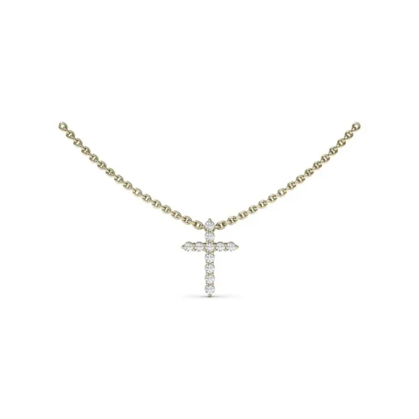 Hot Fana Diamond Prong Cross Necklace