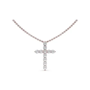 Fashion Fana Diamond Prong Cross Necklace