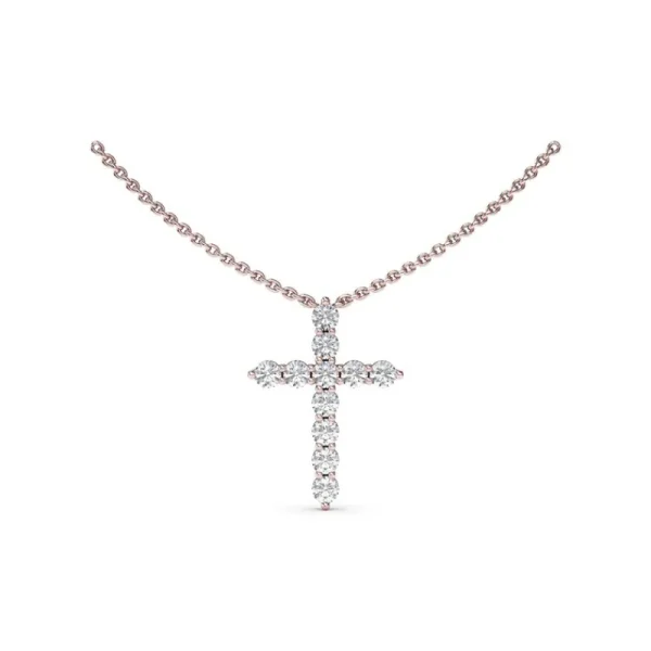 Fashion Fana Diamond Prong Cross Necklace