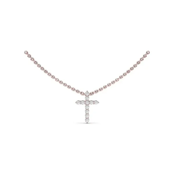 Hot Fana Diamond Prong Cross Necklace